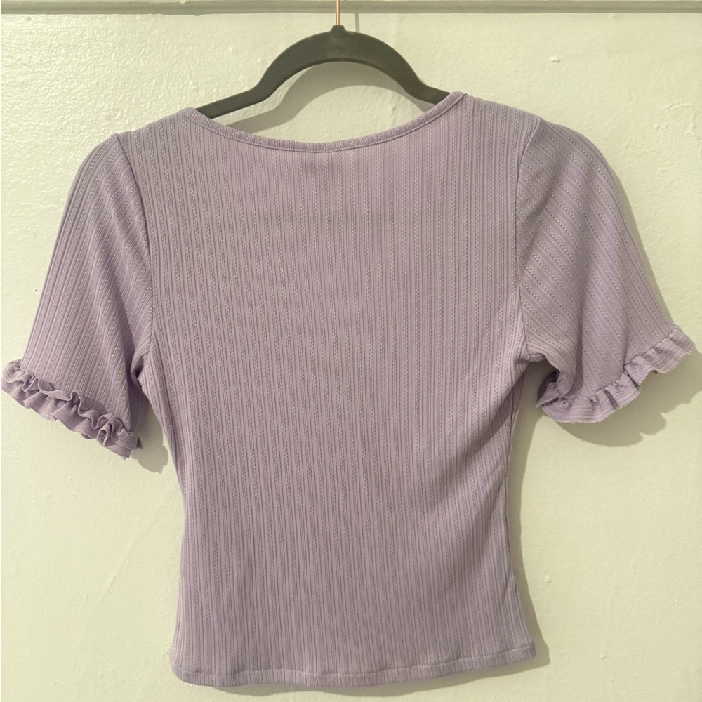 Lavender Ruffle Trim Women's Top - Picture 4 of 4